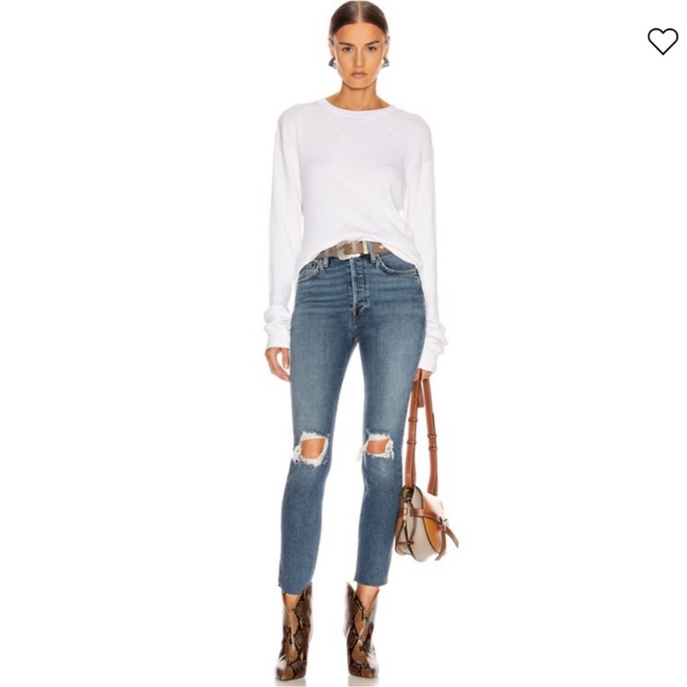 Re/Done 90's High Rise Ankle Crop Jeans in Dusk Destroy (27)